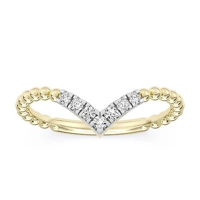 Lab Grown Diamond Chevron Ring in 10KT Yellow Gold