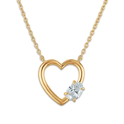 EcoLove 1/2 CTW Lab Grown Diamond Heart Necklace in Gold Plated Sterling Silver