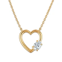 EcoLove 1/2 CTW Lab Grown Diamond Heart Necklace in Gold Plated Sterling Silver