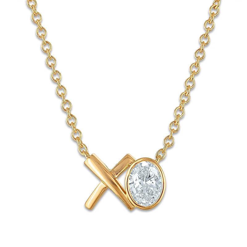 EcoLove 1/2 CTW Lab Grown Diamond XO Necklace in Gold Plated Sterling Silver