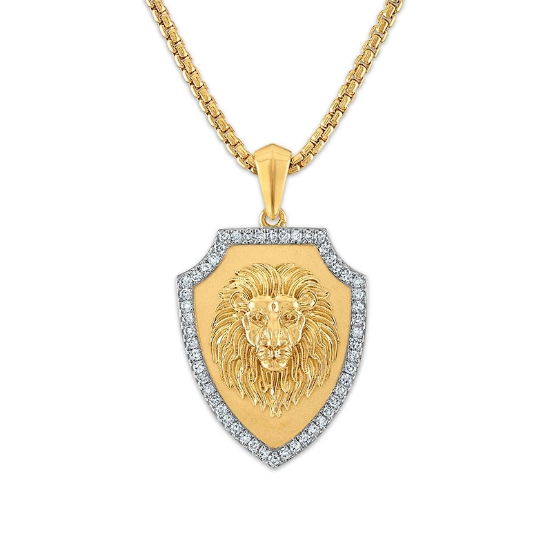 EcoLove 1/3 CTW Lab Grown Diamond Lion Pendant in Gold Plated Sterling Silver