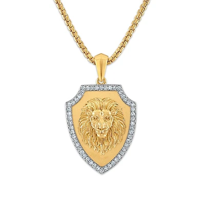 EcoLove 1/3 CTW Lab Grown Diamond Lion Pendant in Gold Plated Sterling Silver