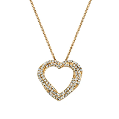 EcoLove 1/2 CTW Lab Grown Diamond Heart Pendant in Yellow Gold Plated Sterling Silver