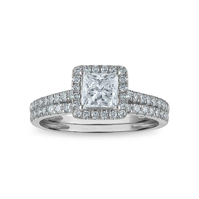 EcoLove 1-1/4 CTW Lab Grown Diamond Halo Bridal Set in 10KT Gold