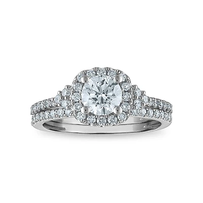 EcoLove 1-1/4 CTW Lab Grown Diamond Halo Bridal Set in 10KT Gold