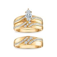 EcoLove 1-5/8 CTW Lab Grown Diamond Wedding Trio Set in 10KT Yellow Gold