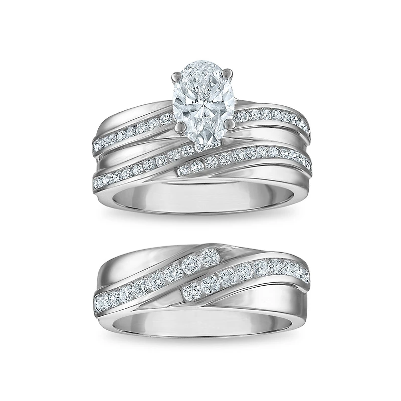 EcoLove 2 CTW Lab Grown Diamond Wedding Trio Set in 10KT White Gold