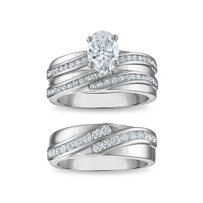 EcoLove 2 CTW Lab Grown Diamond Wedding Trio Set in 10KT White Gold