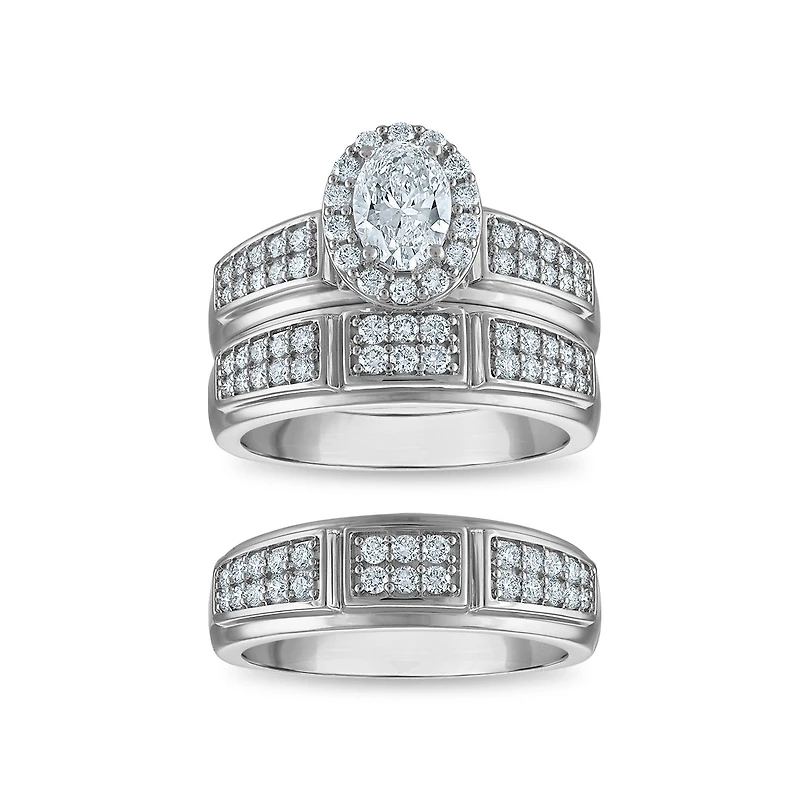 EcoLove 1-3/4 CTW Lab Grown Diamond Wedding Trio Set in 10KT White Gold
