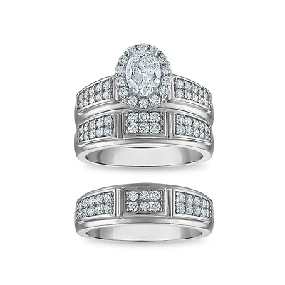 EcoLove 1-3/4 CTW Lab Grown Diamond Wedding Trio Set in 10KT White Gold
