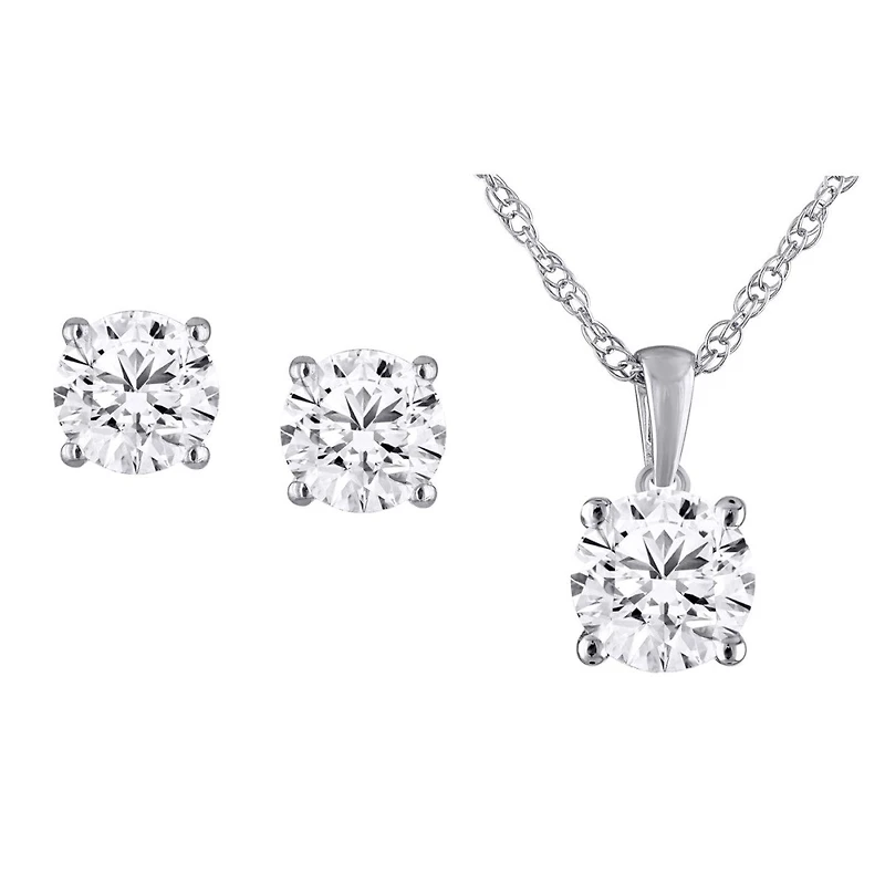 EcoLove 1/2 CTW Lab Grown Diamond Earrings and Pendant Set in 10KT White Gold