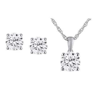 EcoLove 1/2 CTW Lab Grown Diamond Earrings and Pendant Set in 10KT White Gold