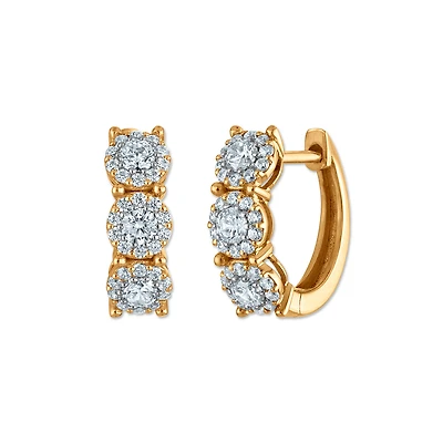 Red Hot Deal 1/2 CTW Lab Grown Diamond Hoop Earrings in 10KT Yellow Gold