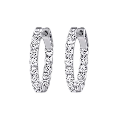 Red Hot Deal 1 CTW Lab Grown Diamond Hoop Earrings in 10KT White Gold