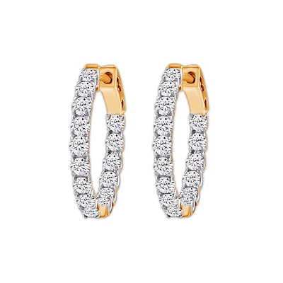 Red Hot Deal 1 CTW Lab Grown Diamond Hoop Earrings in 10KT Yellow Gold