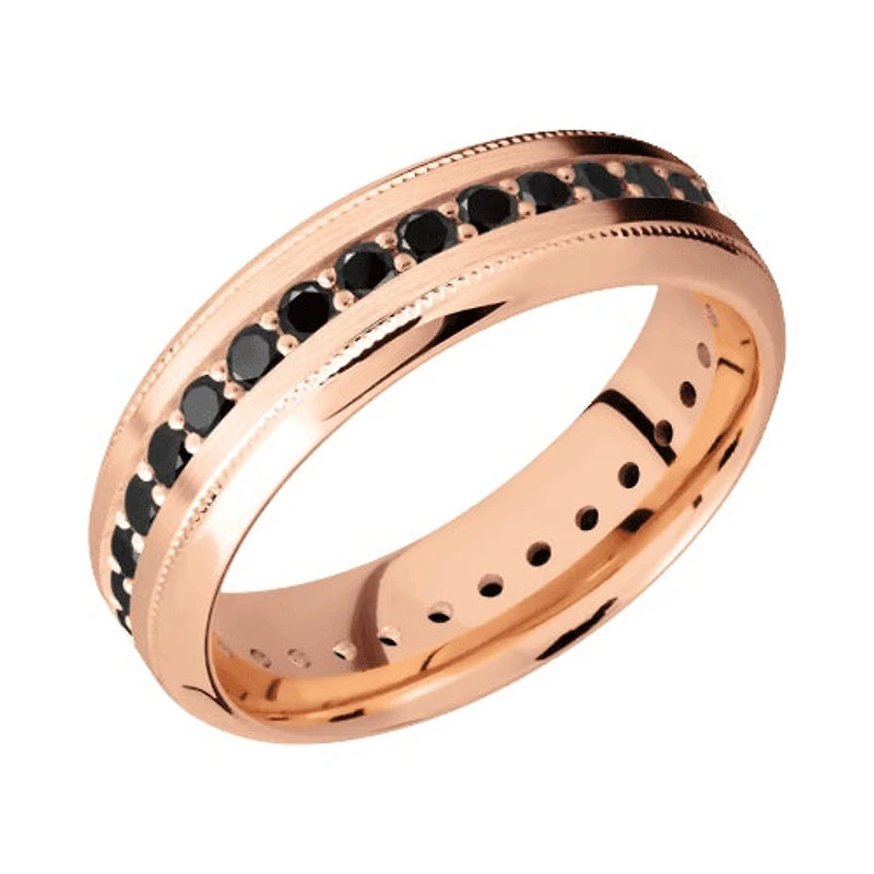 Lashbrook 14KT Rose Gold Satin Polished Finish Band with 1.02 CTW Natural Black Diamonds