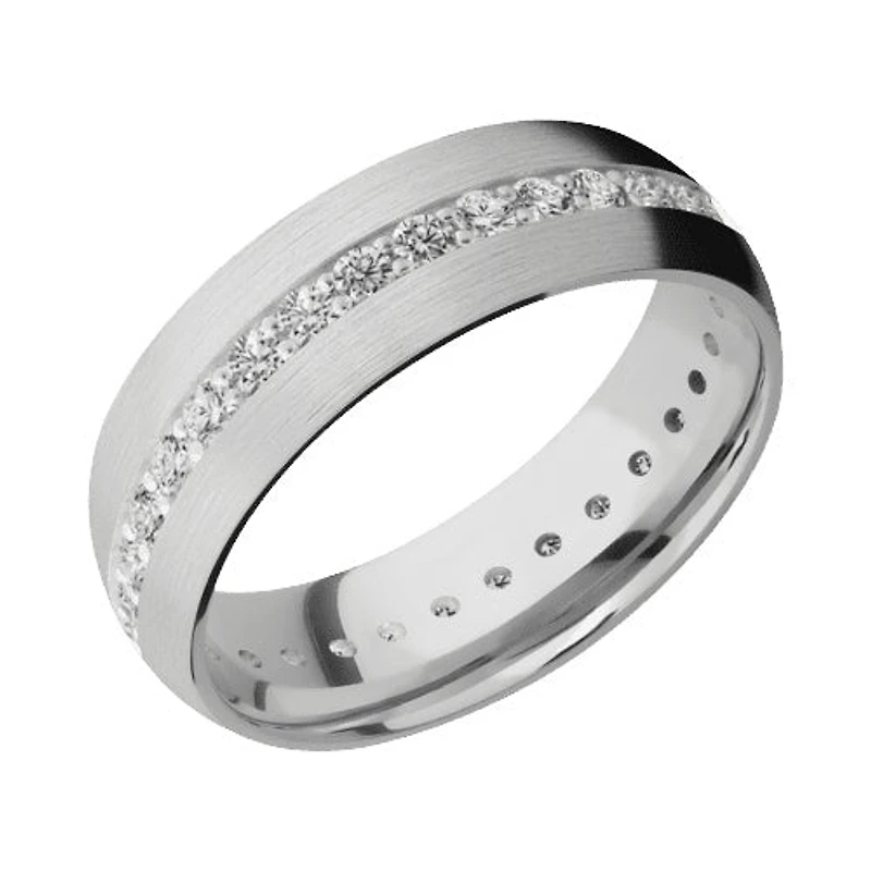 Lashbrook 10KT White Gold Satin Polished Finish Band with 1.02 CTW Lab Grown Diamonds