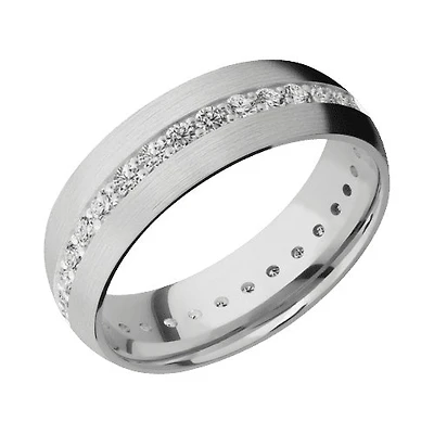 Lashbrook 10KT White Gold Satin Polished Finish Band with 1.02 CTW Lab Grown Diamonds