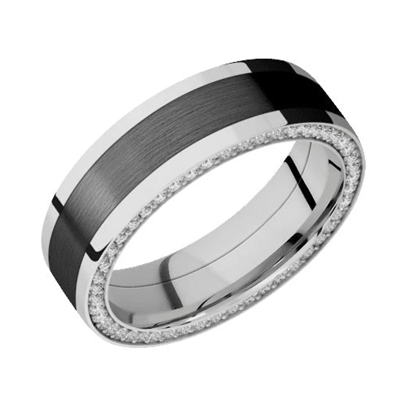 Lashbrook 10KT White Gold Band with Zirconium Inlay and 0.96 CTW Lab Grown Diamonds