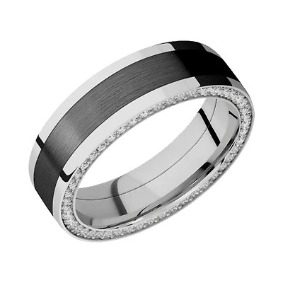 Lashbrook 10KT White Gold Band with Zirconium Inlay and 0.96 CTW Lab Grown Diamonds