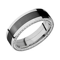 Lashbrook 10KT White Gold Band with Zirconium Inlay and 0.96 CTW Lab Grown Diamonds