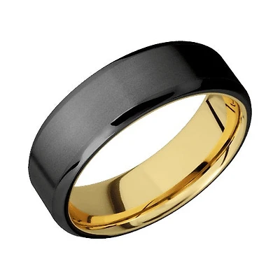 Lashbrook Zirconium Band with Bead Polished Finish and 14KT Yellow Gold