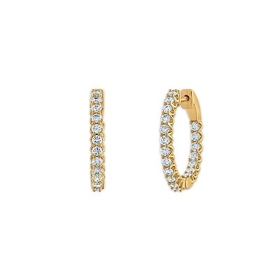 Signature EcoLove 1 CTW Lab Grown Diamond Hoop Earrings in 14KT Yellow Gold
