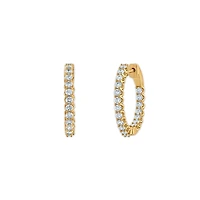 Signature EcoLove 1 CTW Lab Grown Diamond Hoop Earrings in 14KT Yellow Gold
