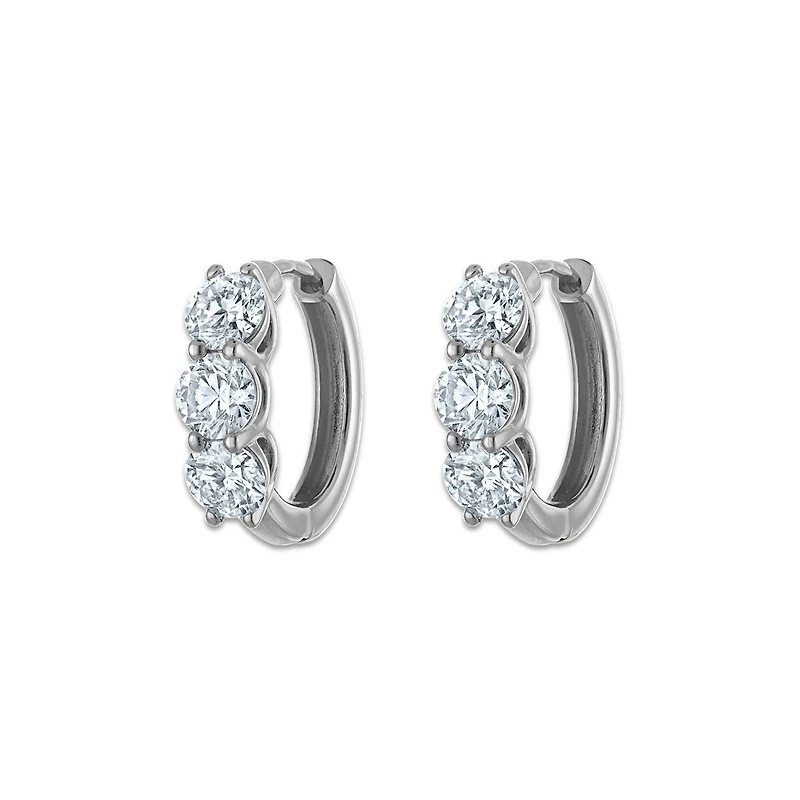 Signature EcoLove 2 CTW Lab Grown Diamond Hoop Earrings in 14KT White Gold