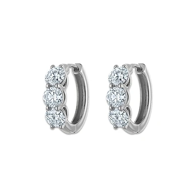 Signature EcoLove 2 CTW Lab Grown Diamond Hoop Earrings in 14KT White Gold