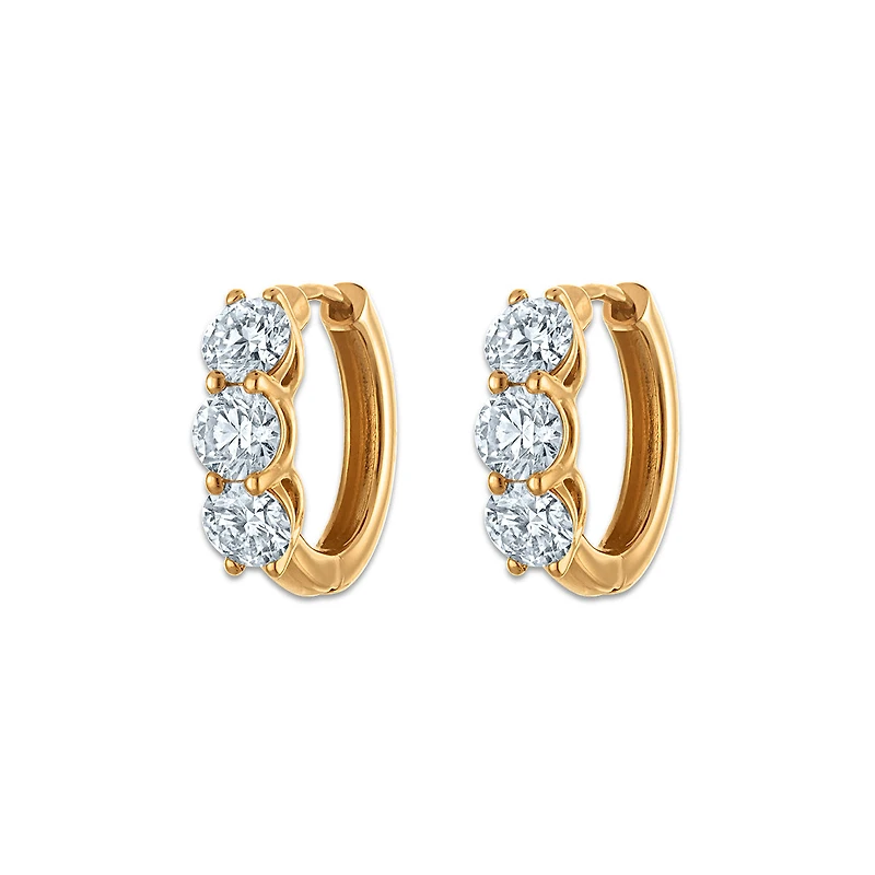 Signature EcoLove 2 CTW Lab Grown Diamond Hoop Earrings in 14KT Yellow Gold