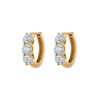 Signature EcoLove 2 CTW Lab Grown Diamond Hoop Earrings in 14KT Yellow Gold