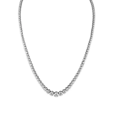 Signature EcoLove 10 CTW Lab Grown Diamond 18-inch Tennis Graduated Necklace in 14KT White Gold