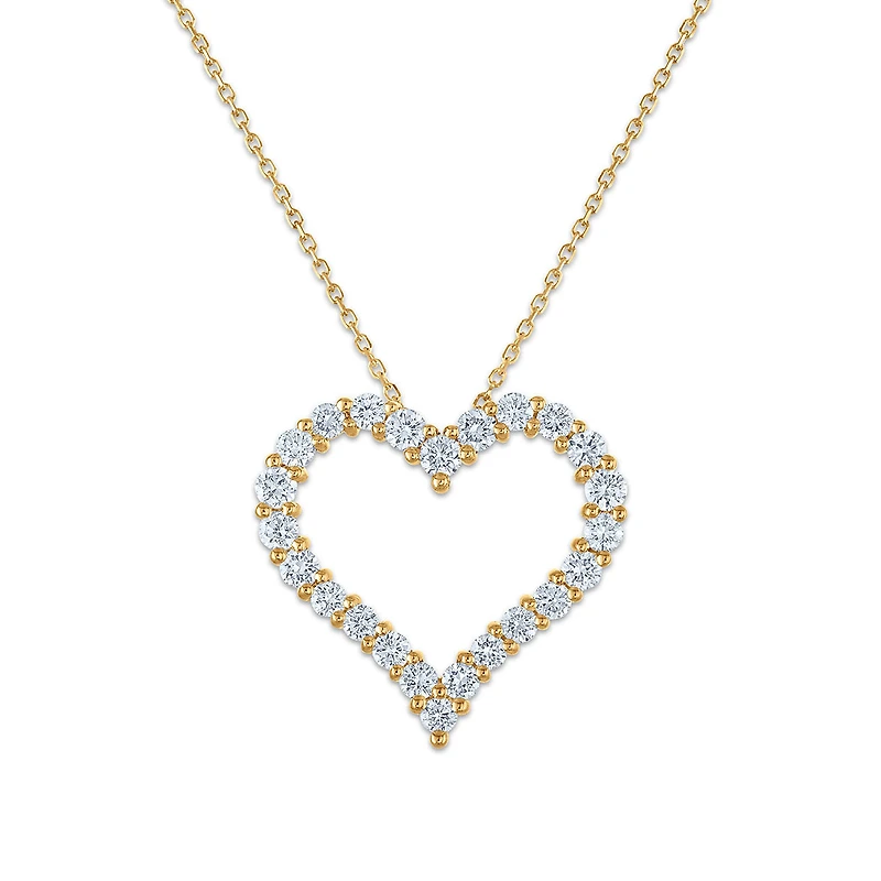 Signature EcoLove 1 CTW Lab Grown Diamond 18-inch Heart Pendant in 14KT Yellow Gold