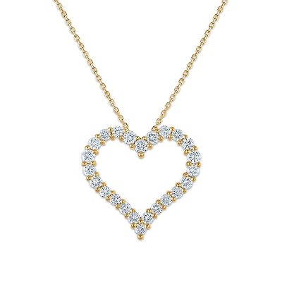 Signature EcoLove 1 CTW Lab Grown Diamond 18-inch Heart Pendant in 14KT Yellow Gold