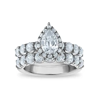 Signature EcoLove 3-1/2 CTW Lab Grown Diamond Halo Pear Shaped Wedding Set in 14KT White Gold