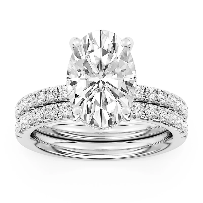 Signature EcoLove Diamond Dreams 4 CTW  100 Facet Centurion Lab Grown Diamond Bridal Set in Platinum