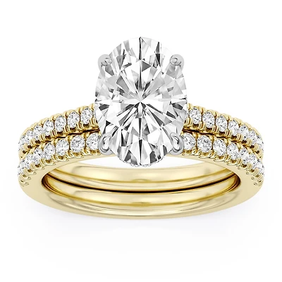 Signature EcoLove Diamond Dreams 4-1/6 CTW 100 Facet Centurion Lab Grown Diamond Bridal Set in 18KT Yellow Gold