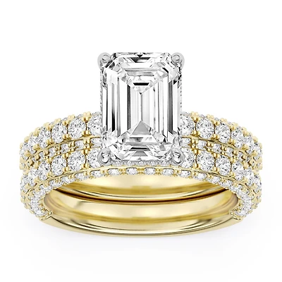 Signature EcoLove Diamond Dreams 5-1/2 CTW 100 Facet Centurion Lab Grown Diamond Bridal Set in 18KT Yellow Gold