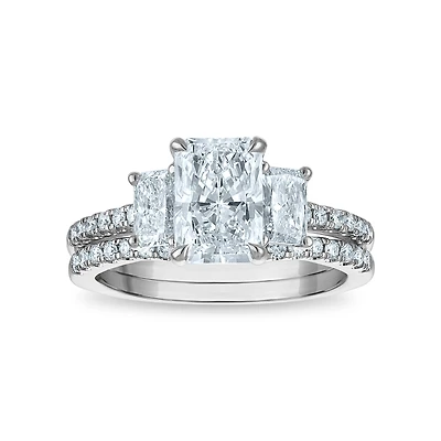 Signature EcoLove 2-1/2 CTW Lab Grown Diamond Three Stone Bridal Set in 14KT White Gold