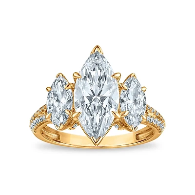 Signature EcoLove 4 CTW Lab Grown Diamond Three Stone Ring in 14KT Yellow Gold