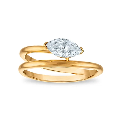 LoveSong 3/4 CTW Lab Grown Diamond Ring in 18KT Gold Vermeil. Size 7