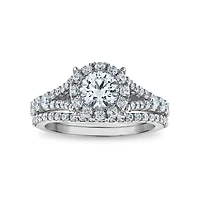 LoveSong EcoLove 2 CTW Lab Grown Diamond Halo Bridal Set in 10KT White Gold