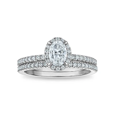 LoveSong EcoLove 1 CTW Lab Grown Diamond Halo Bridal Set in 10KT White Gold