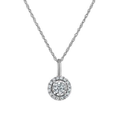 EcoLove 1/4 CTW Lab Grown Diamond Halo 18-inch Pendant in 10KT White Gold
