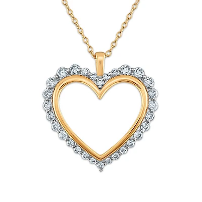 1 CTW Natural Diamond Heart 18-inch Pendant in 10KT Yellow Gold