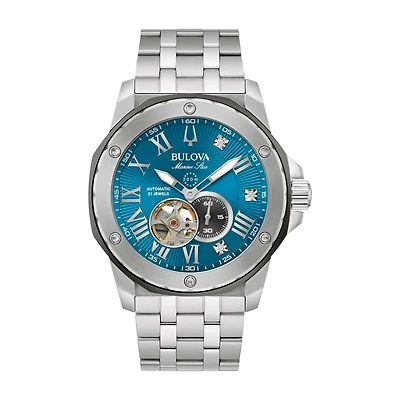 Bulova Marine Star Marc Anthony Collection Watch with 38MM Blue Dial and Stainless Steel Bracelet. 98D184