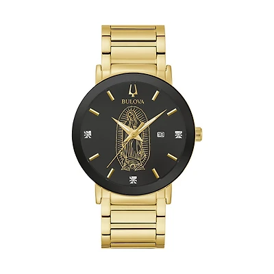 Bulova 42MM Black Guadalupe Natural Diamond Dial Watch. 97D134