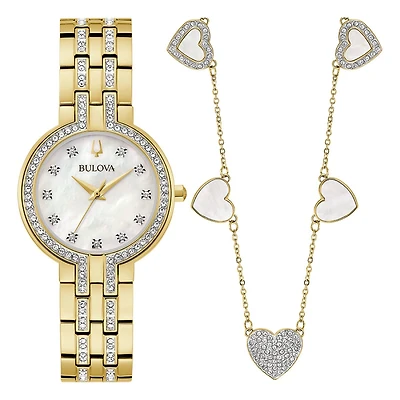 Bulova Crystal Collection Watch and Heart Necklace Set. 98X138