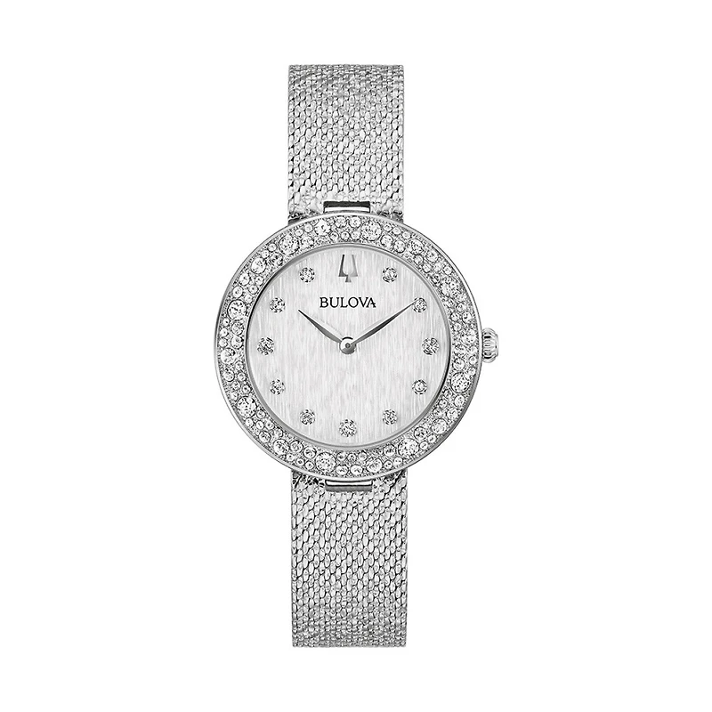 Bulova Crystal Collection Watch with 32MM Case and Mesh Bracelet. 96L329